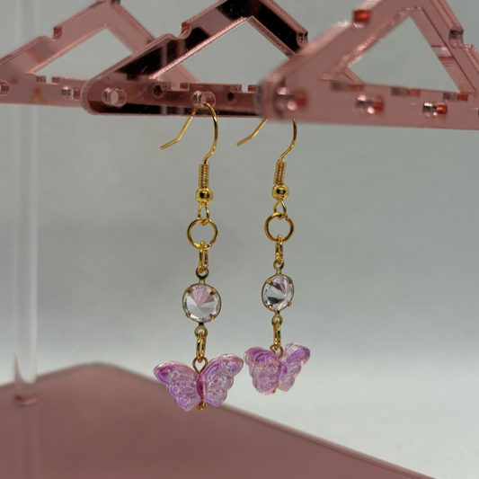 Purple Butterfly Zircon Earrings