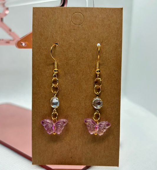 Purple Butterfly Zircon Earrings